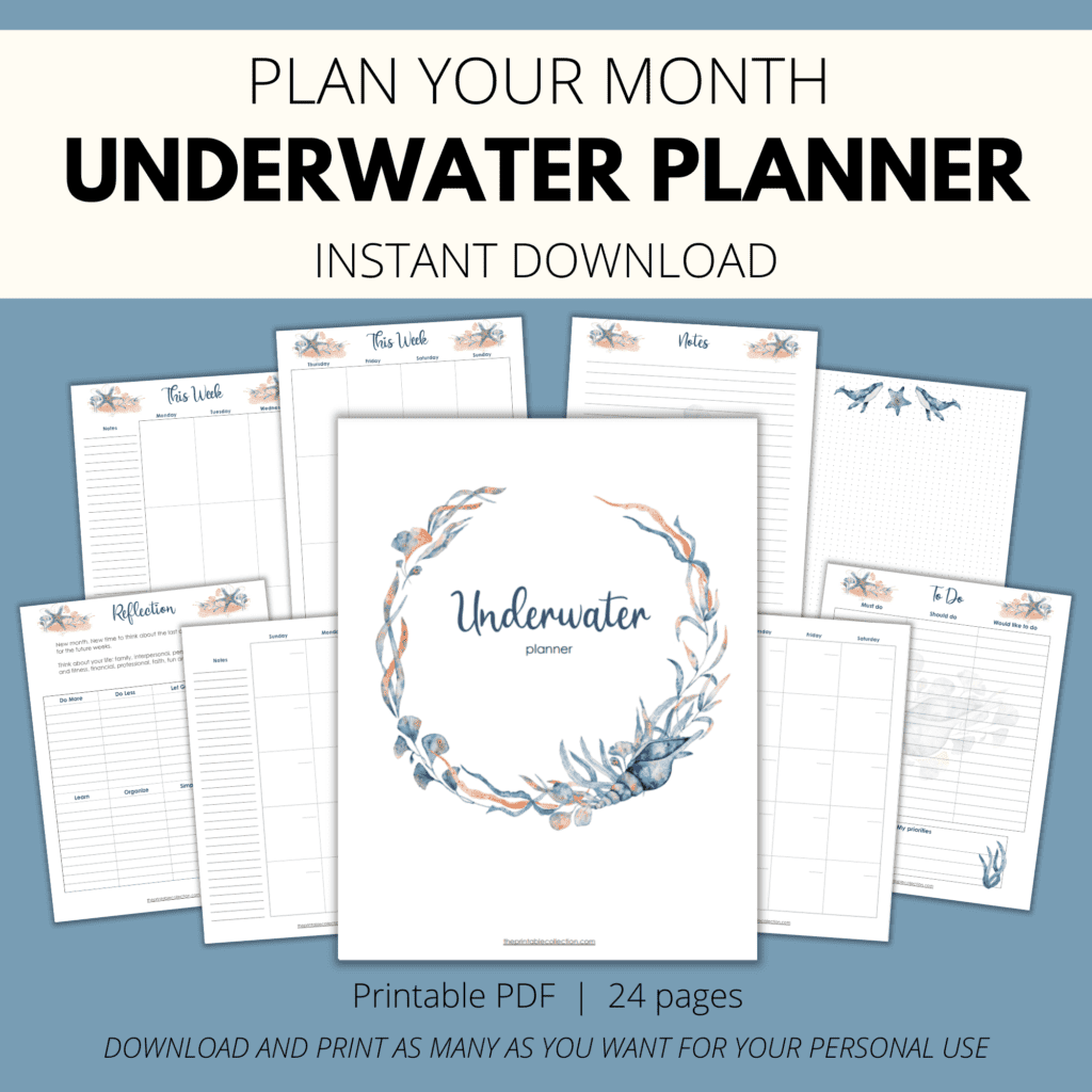 Printable Underwater Planner - The Printable Collection