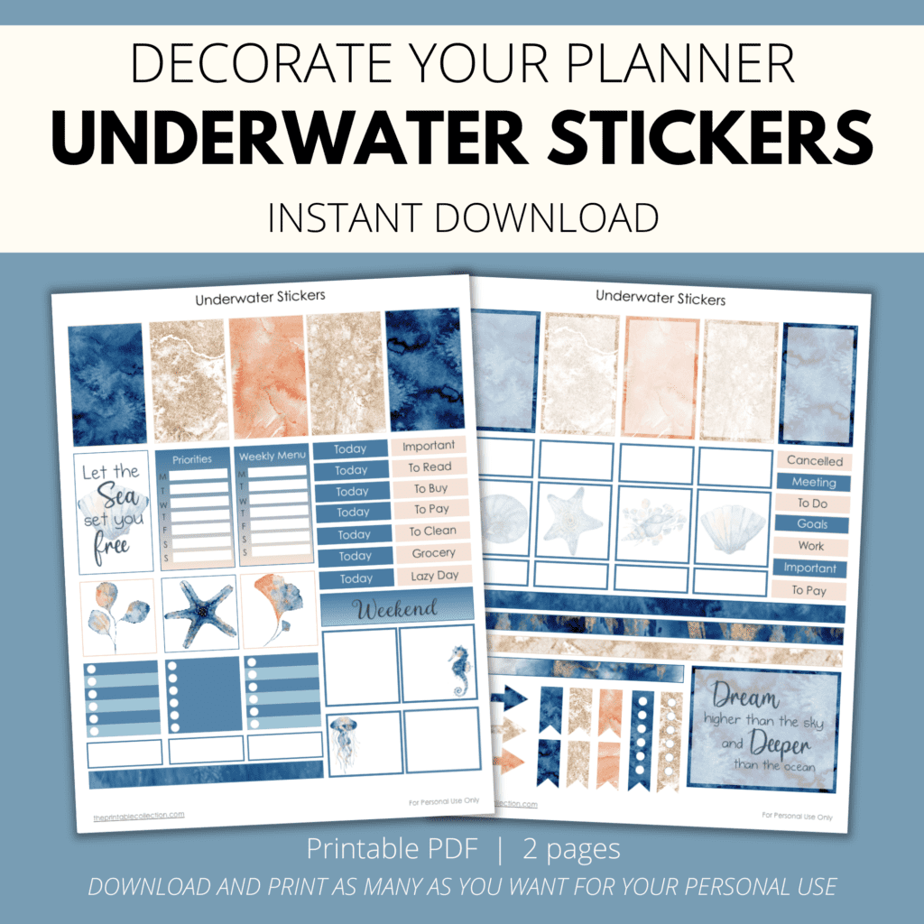 Printable Underwater Stickers - The Printable Collection