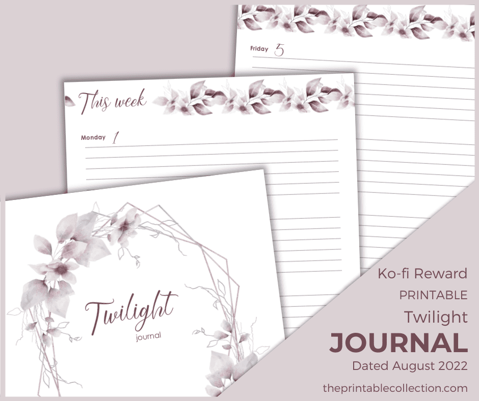 Printable Printable August 2022 Twilight Journal Ko-fi - The Printable Collection