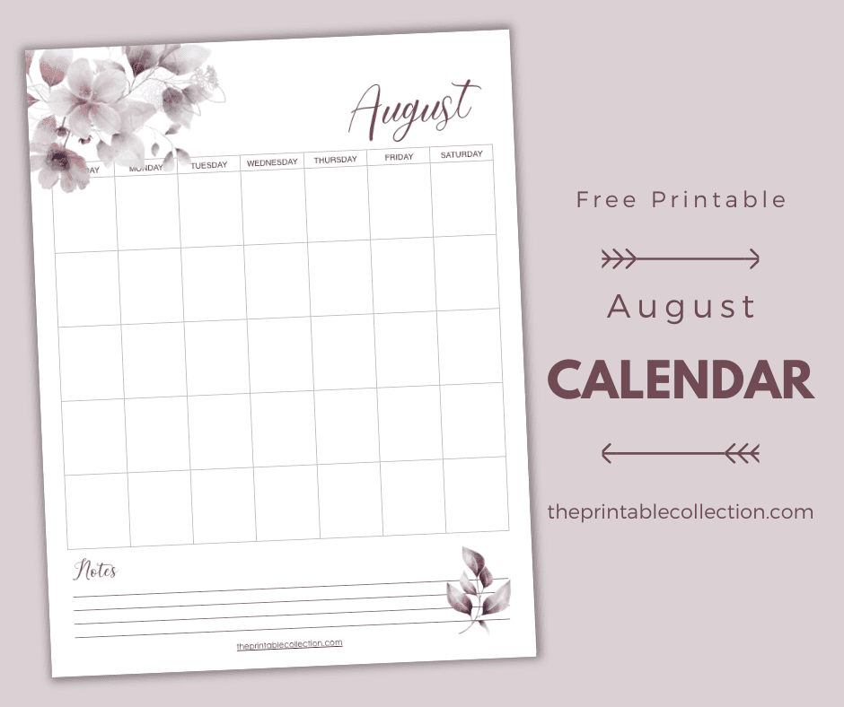 Free Printable Calendar August - The Printable Collection