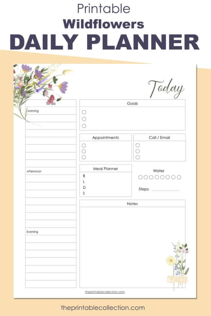 Printable Wildflowers Daily Planner - The Printable