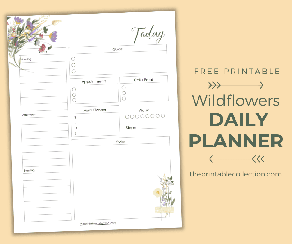 Printable Wildflowers Daily Planner - The Printable Collection
