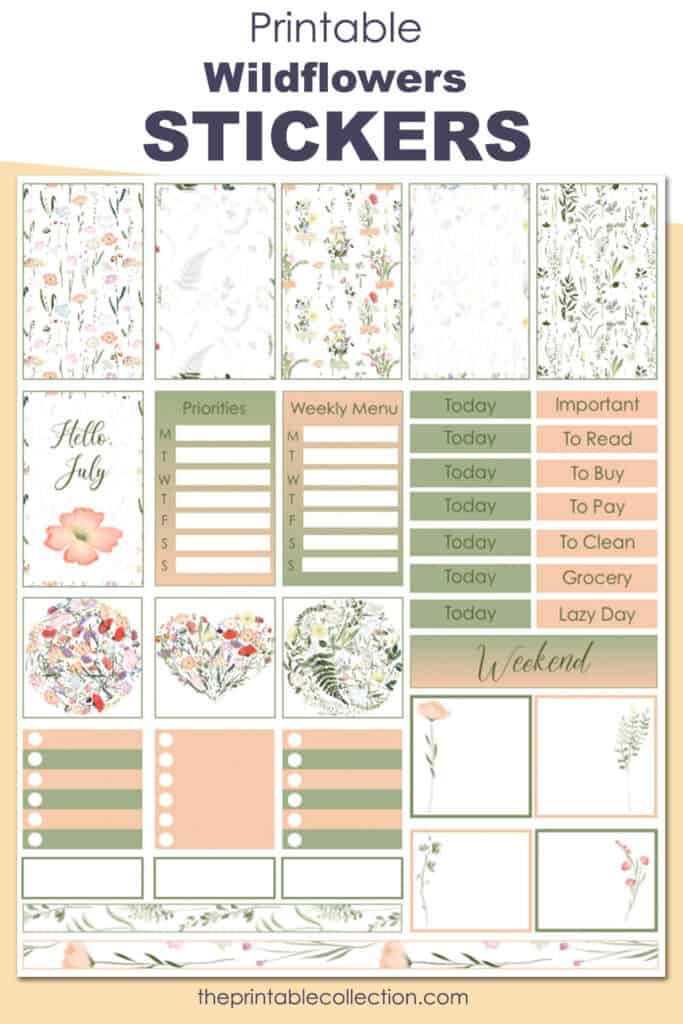 Printable Wildflowers Stickers - The Printable Collection