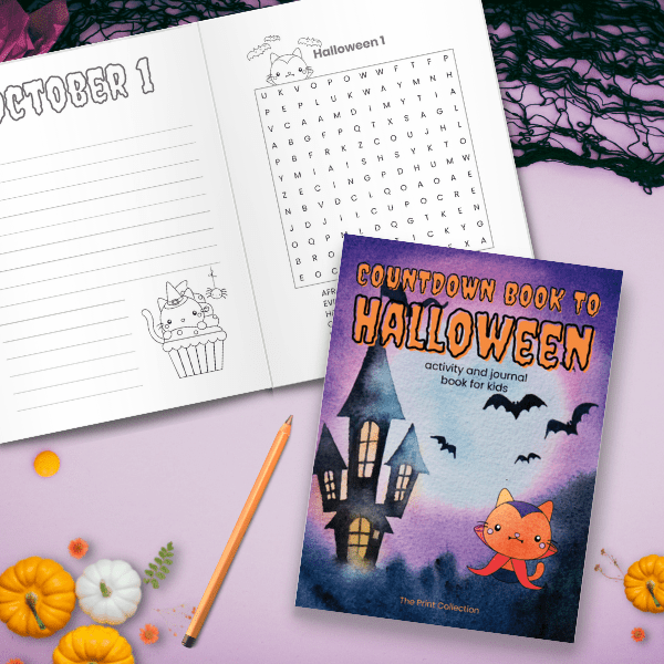 Countdown Book to Halloween - Activity and Journal Book For Kids - The Print Collection