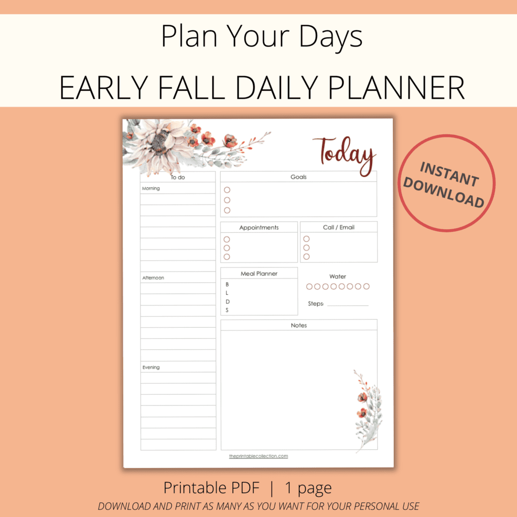 Printable Early Fall Daily Planner - The Printable Collection