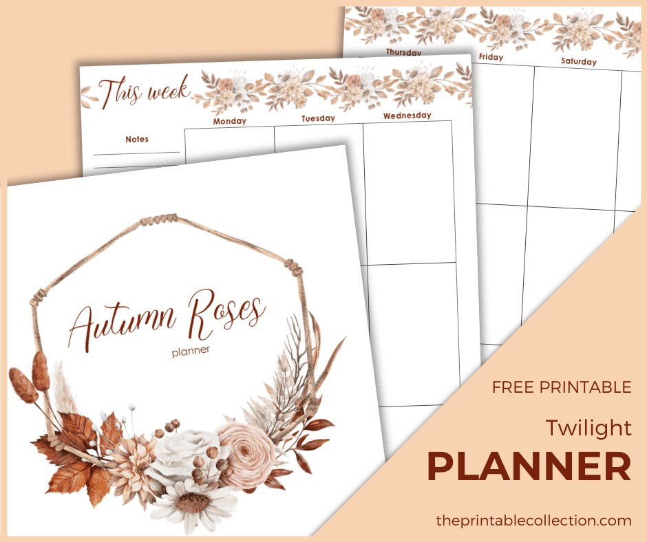 Autumn Roses Printable Planner - The Printable Collection
