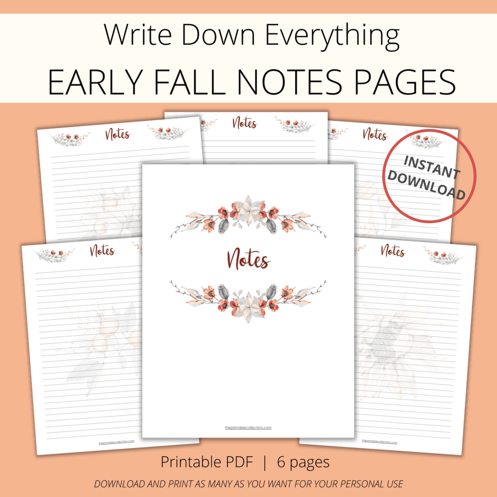 Printable Early Fall Notes Pages - The Printable Collection