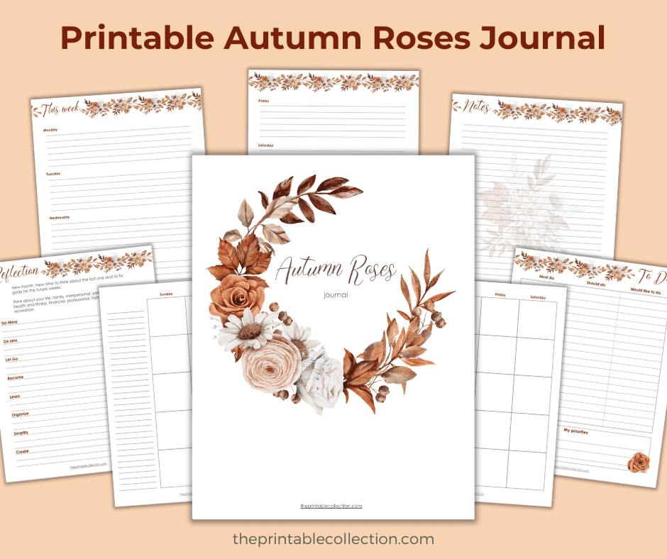 Printable Autumn Roses Journal - The Printable Collection