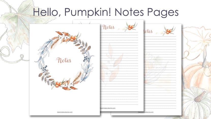 Printable Hello Pumpkin Notes Page Post - The Printable Collection