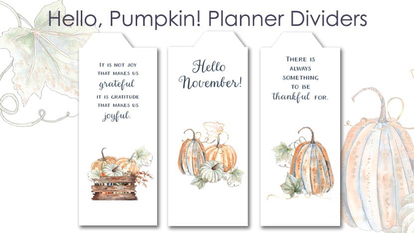 Printable Hello Pumpkin Planner Dividers Post - The Printable Collection