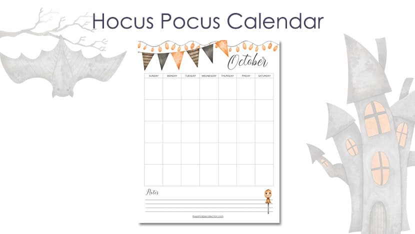 Printable Hocus Pocus October Calendar Post - The Printable Collection