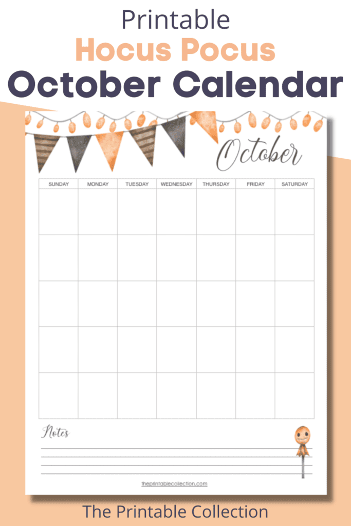 Printable Hocus Pocus October Calendar - The Printable Collection