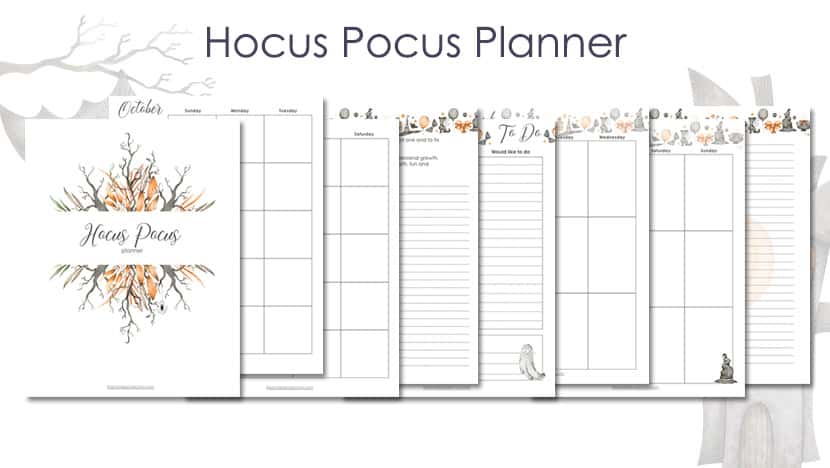 Pages of the Printable Hocus Pocus Planner - The Printable Collection