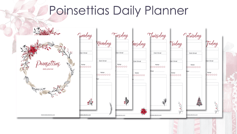 Printable Poinsettias Daily Planner Post from The Printable Collection