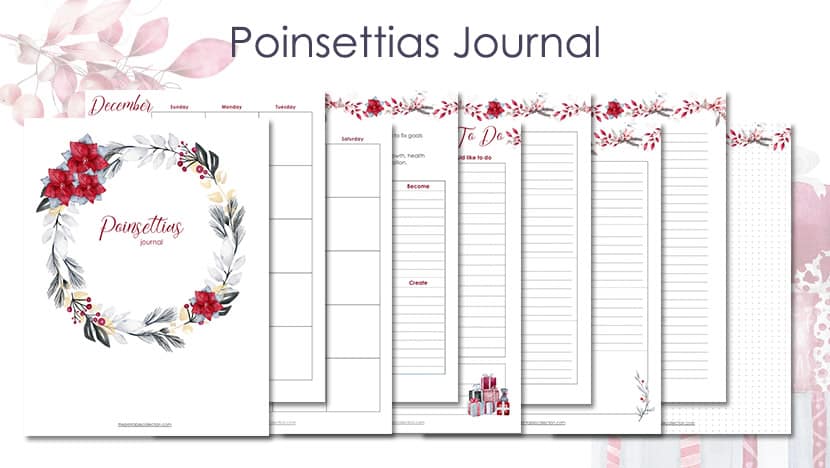 Printable Poinsettias Journal Post from The Printable Collection