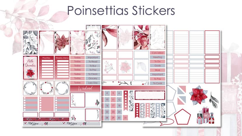 Printable Poinsettias Stickers Post from The Printable Collection