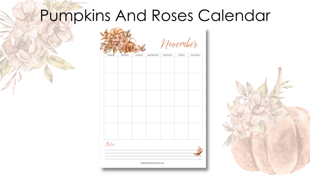 Printable Pumpkins and Roses Calendar Post from The Printable Collection