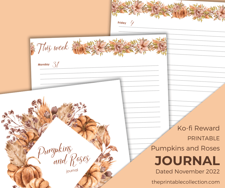 Pumpkins and Roses Journal Ko-fi from The Printable Collection