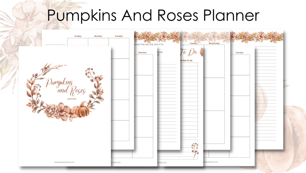 pages from the pumpkins and roses planner from The Printable Collection