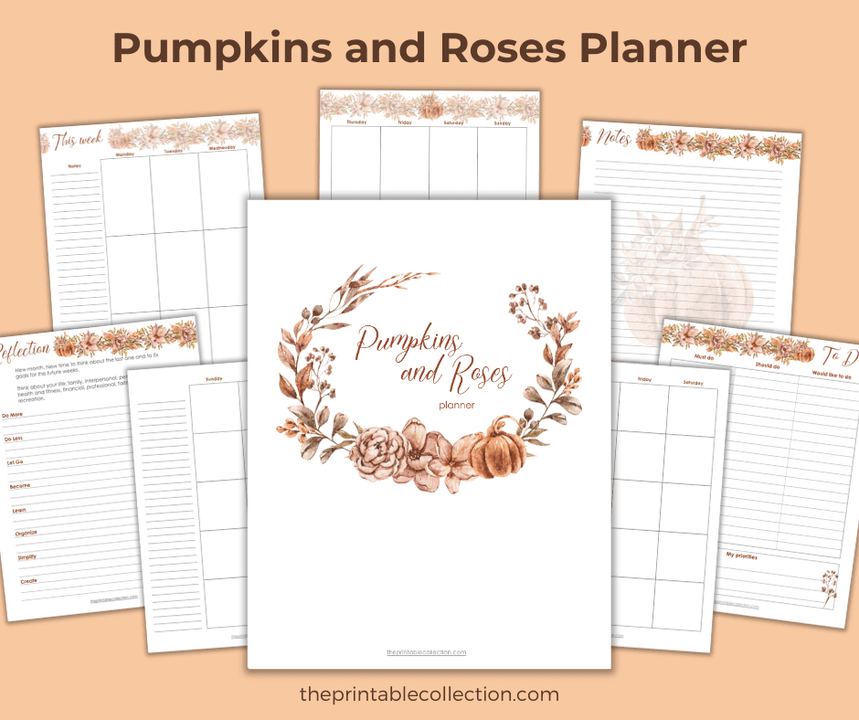 pages from the pumpkins and roses planner from The Printable Collection