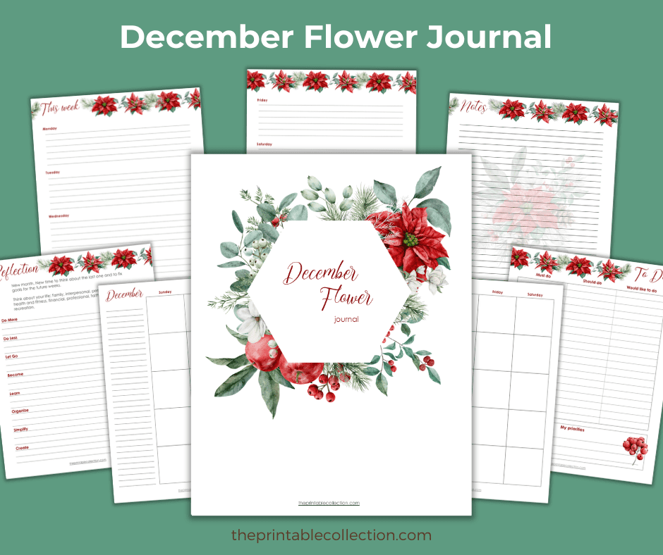 Printable December Flower Journal from The Printable Collection