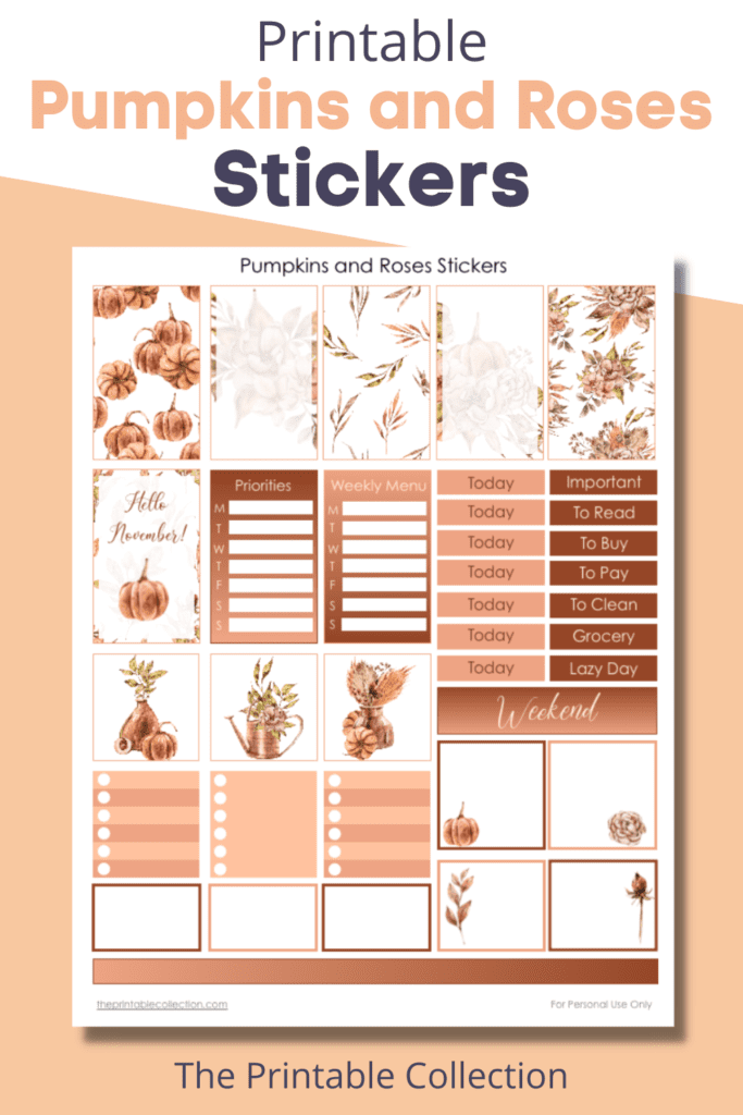 Printable Pumpkins and Roses Stickers from The Printable Collection