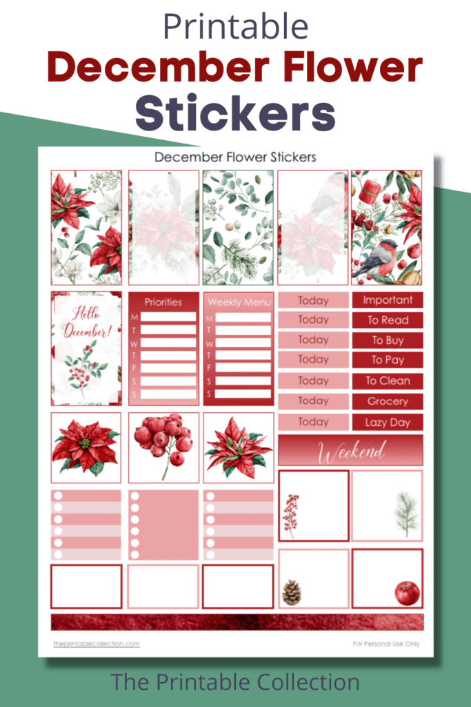 Printable December Flower Stickers Pinterest from The Printable Collection