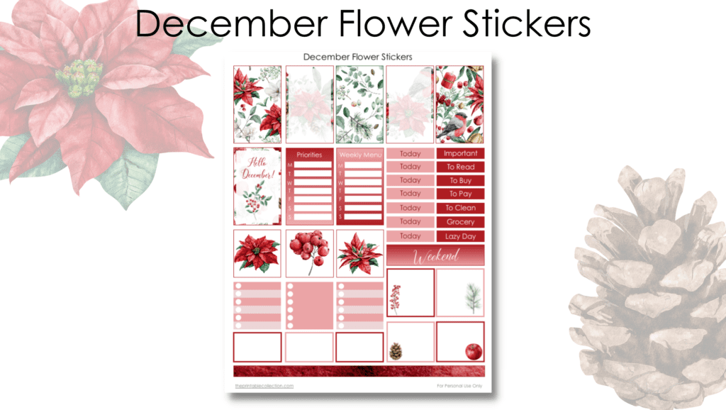 December Flower Stickersblog post from The Printable Collection